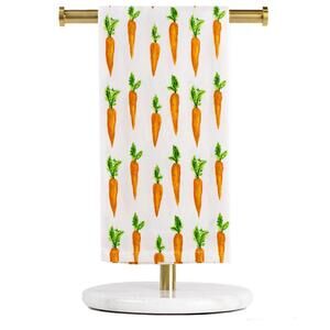 Carrot Patch Kitchen Hand Towel   White/Orange/Green   20x28